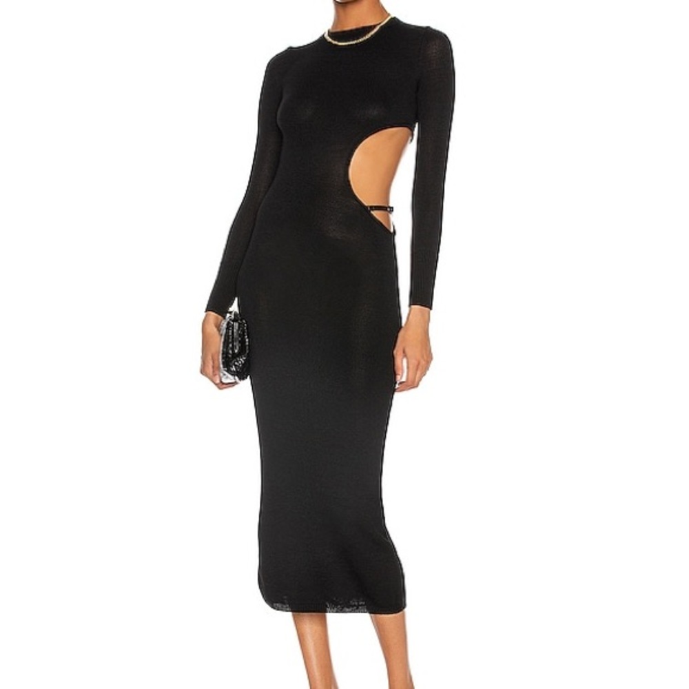 AYA MUSE Gigi Dress black CUT-OUT KNITTED MIDI DRESS